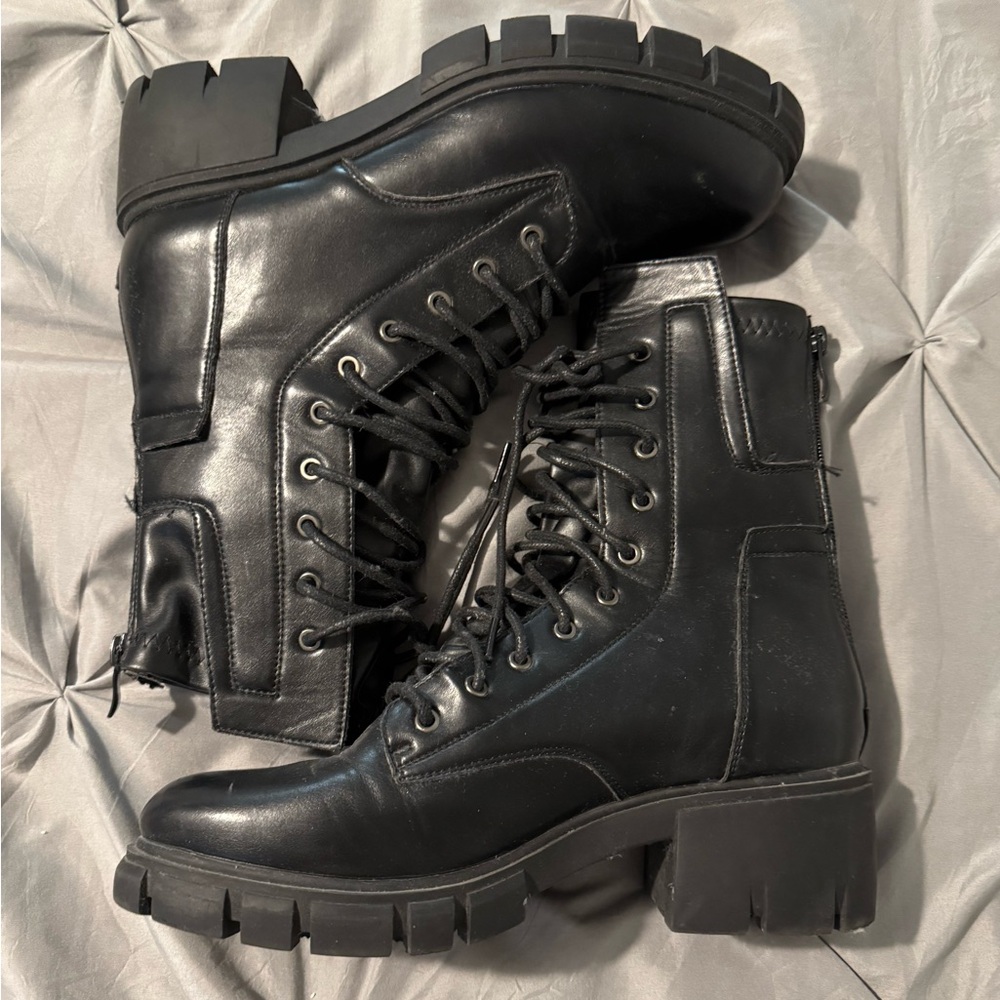 Black Lace-Up Combat Boots